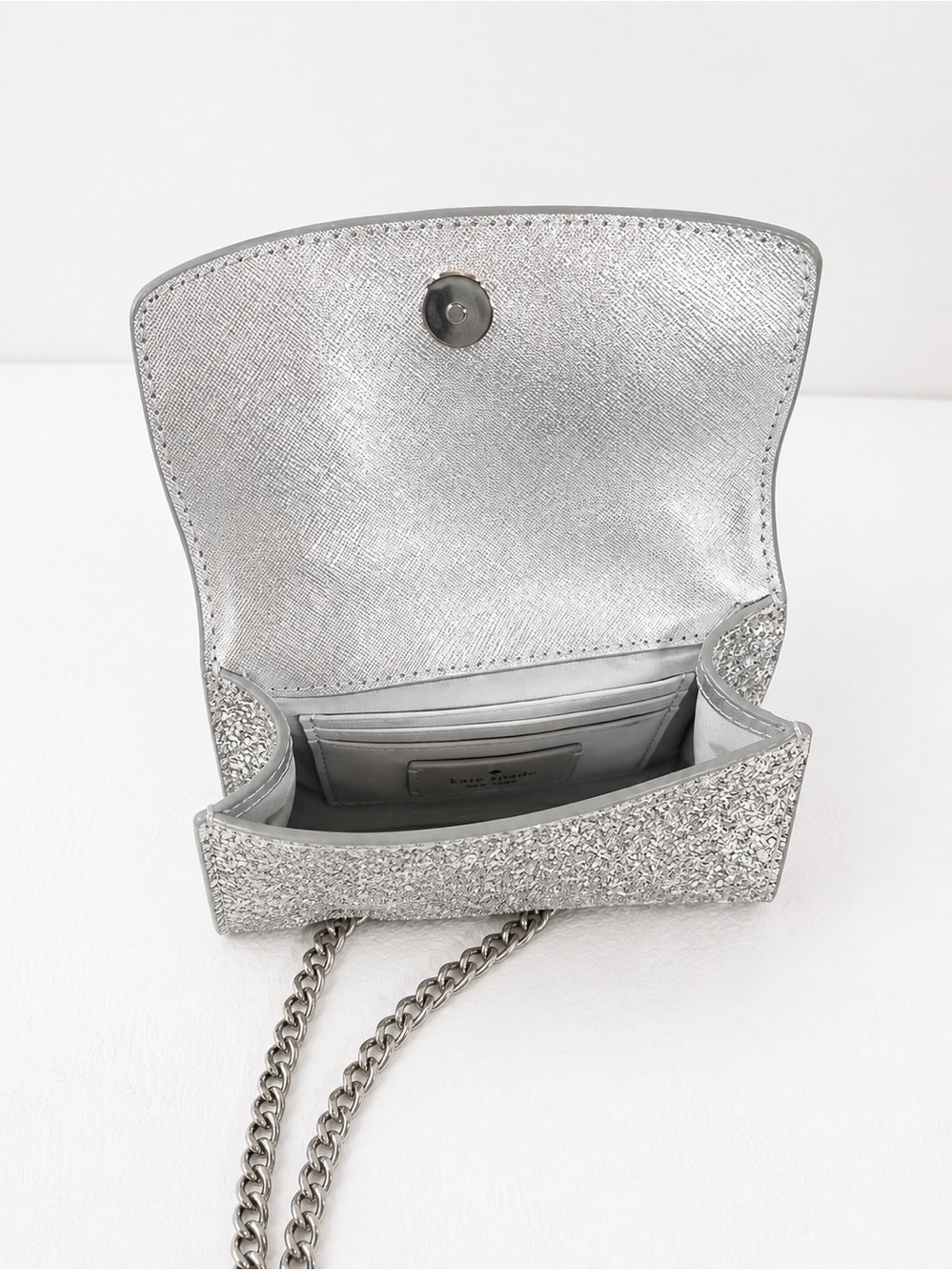 Kate Spade Silver Glitter Jeweled Crystal Top Handle Crossbody Bag - Picture 3 of 3